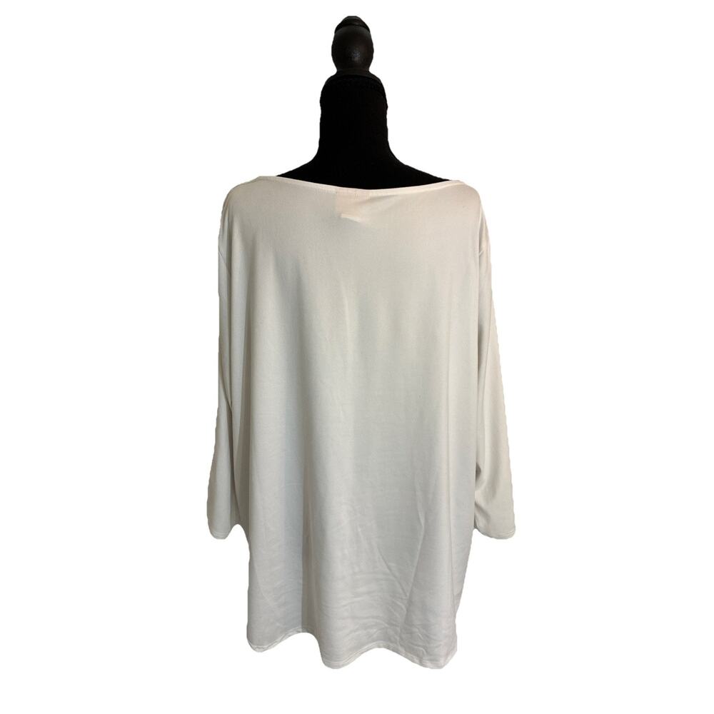 Ruby Road Women’s Sz 1X White Embellished 3/4 Sleeve Top EUC - Picture 2 of 2